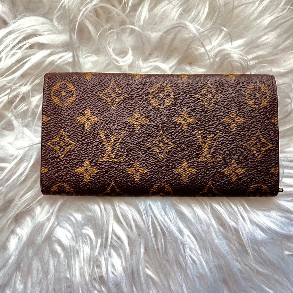 Authentic Louis Vuitton Porte Monnaie Monogram Pochette Credit Long Wallet M6172